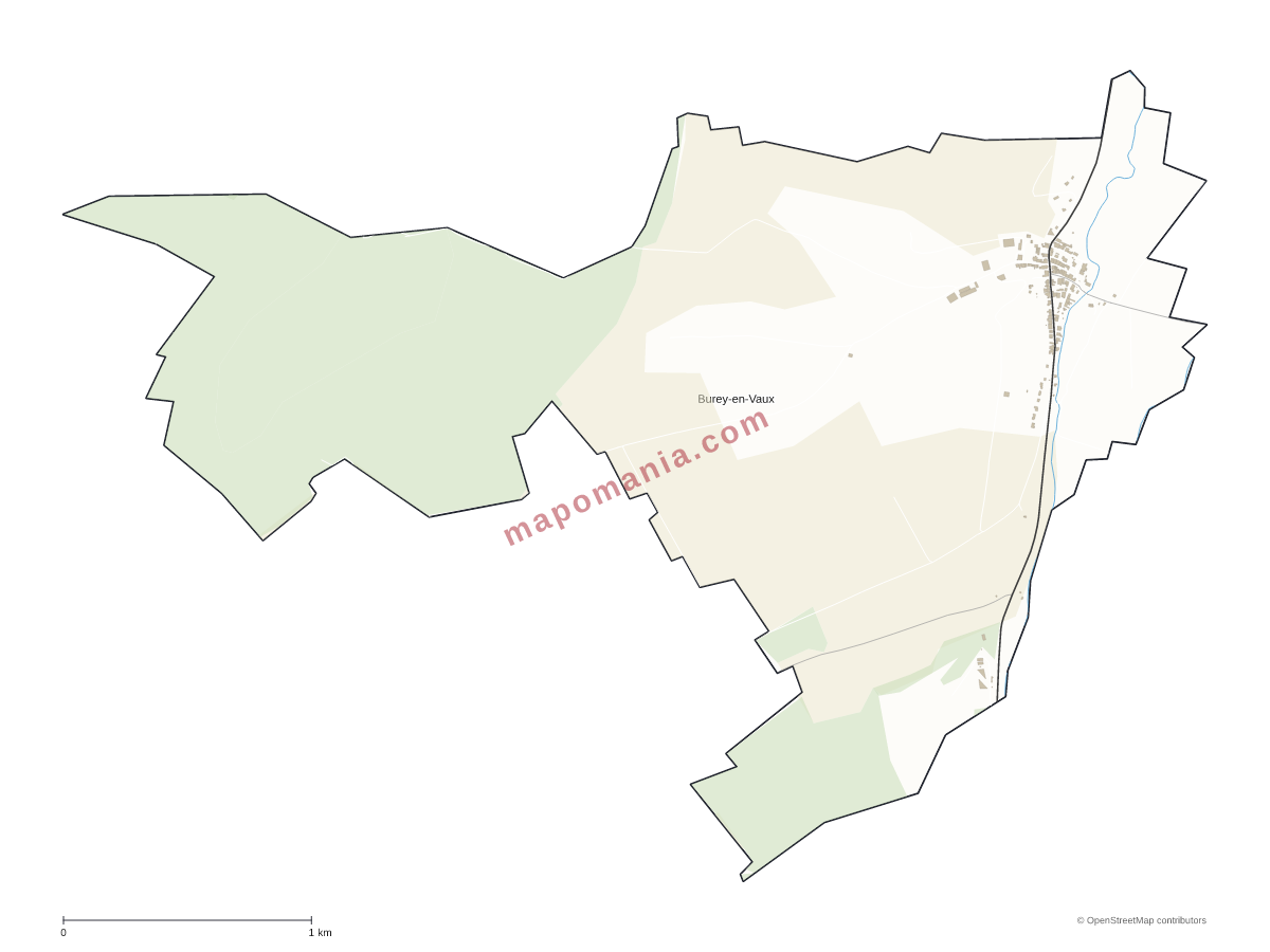 Carte de Burey-en-Vaux à personnaliser