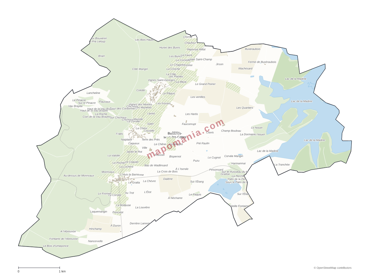 Carte de Buxières-sous-les-Côtes à personnaliser