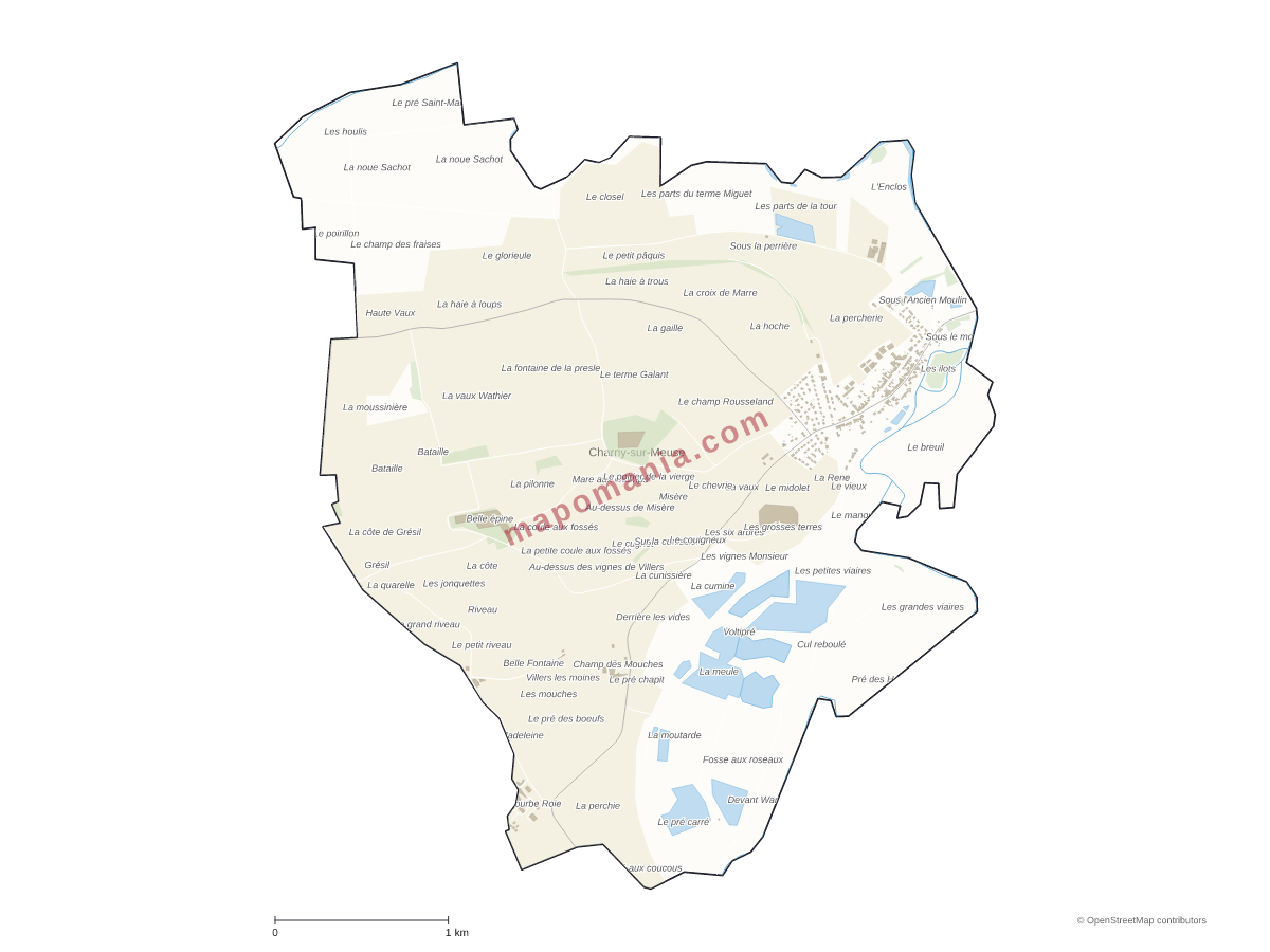Carte de Charny-sur-Meuse à personnaliser