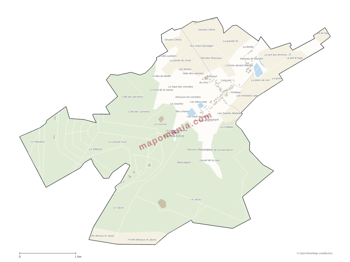 Carte de Châtillon-sous-les-Côtes à personnaliser
