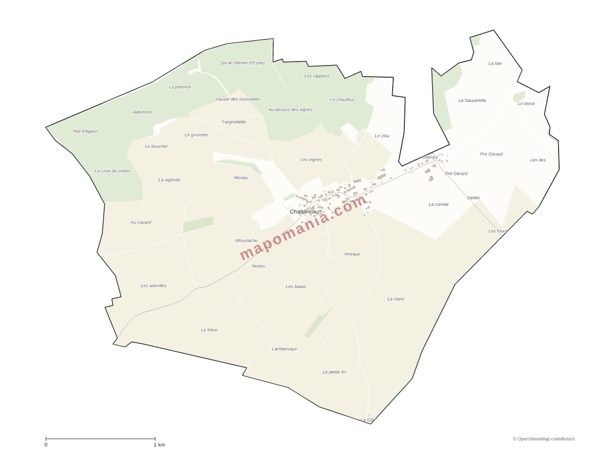 Carte de Chattancourt à personnaliser