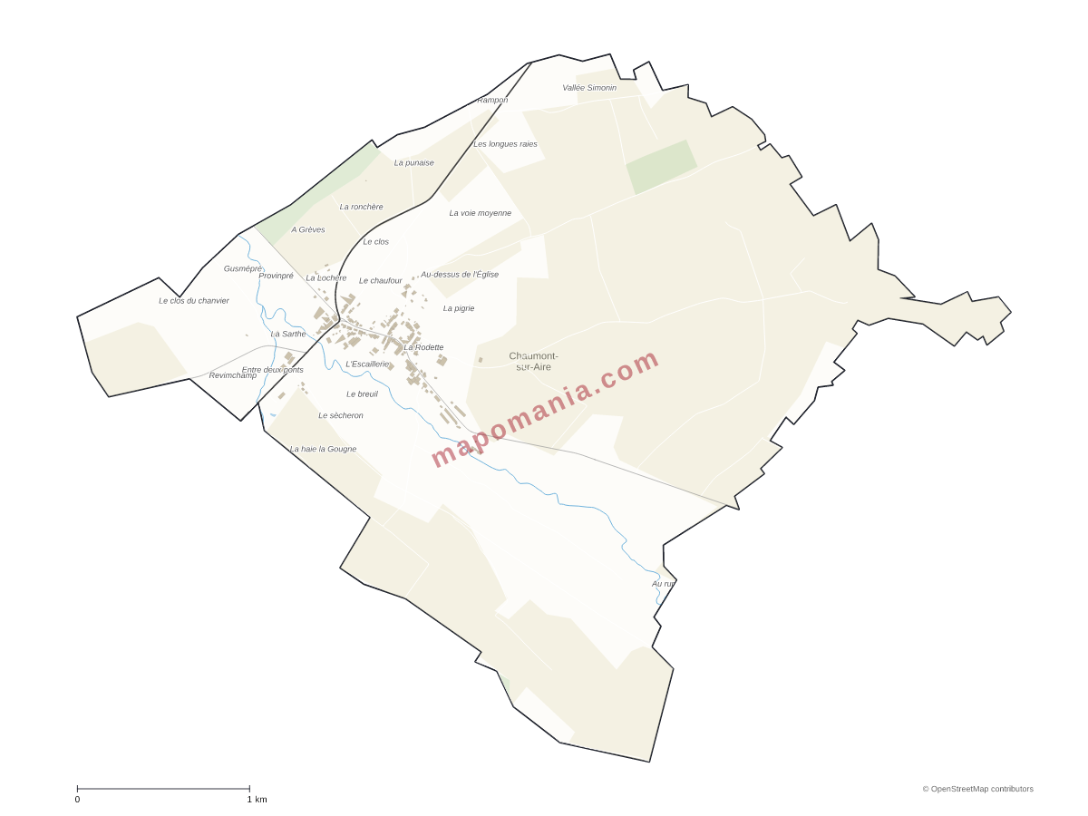 Carte de Chaumont-sur-Aire à personnaliser