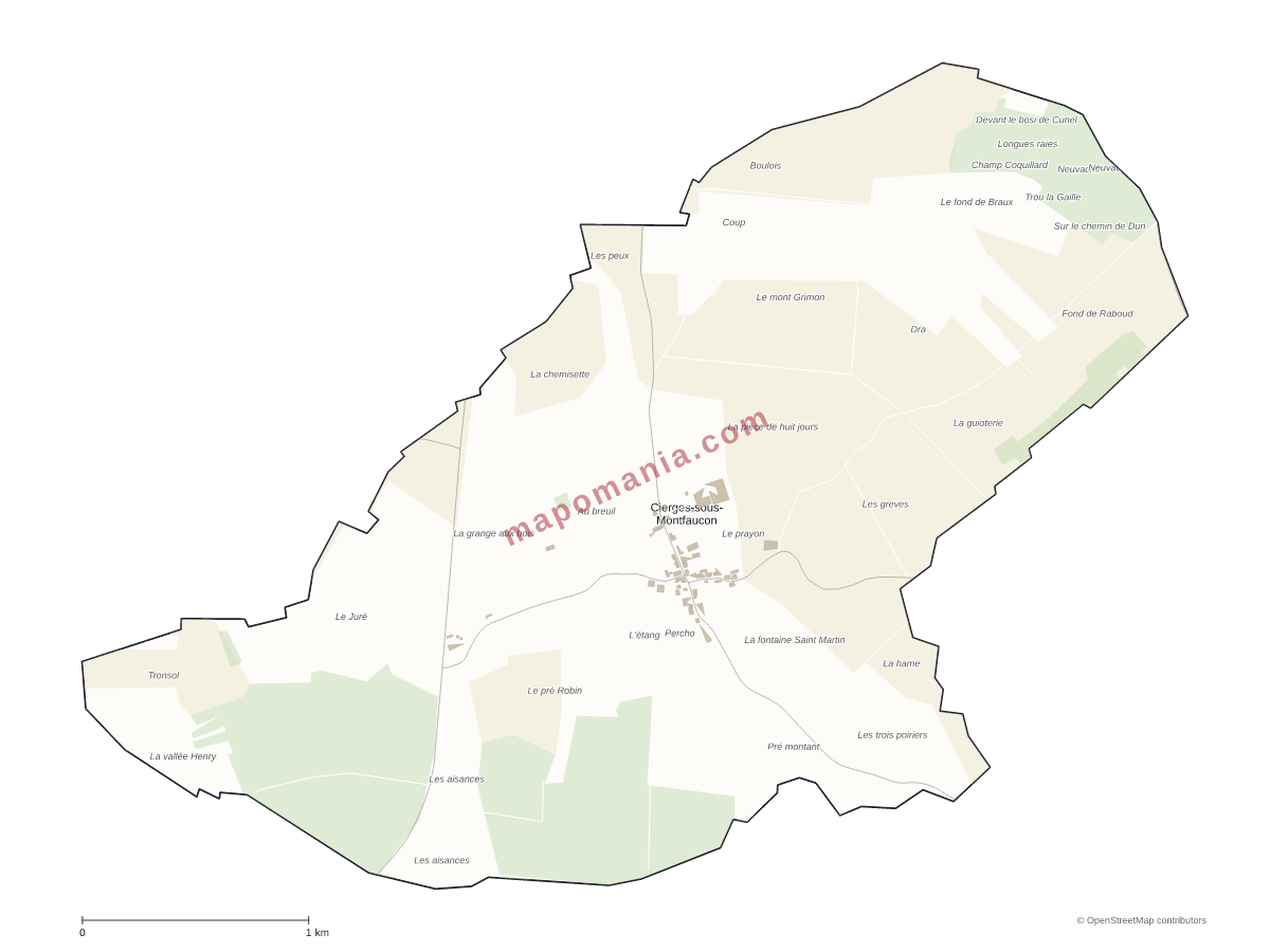 Carte de Cierges-sous-Montfaucon à personnaliser