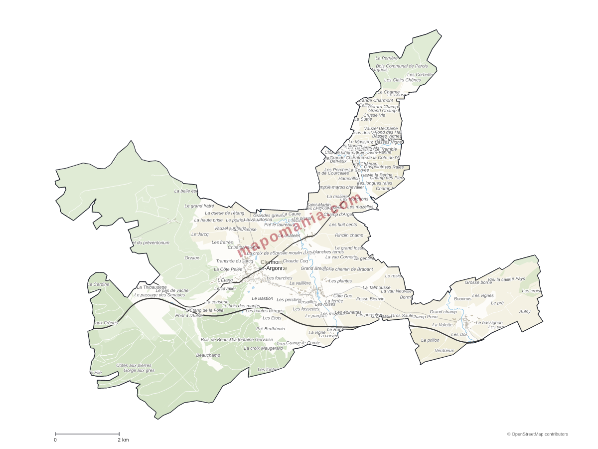 Carte de Clermont-en-Argonne à personnaliser