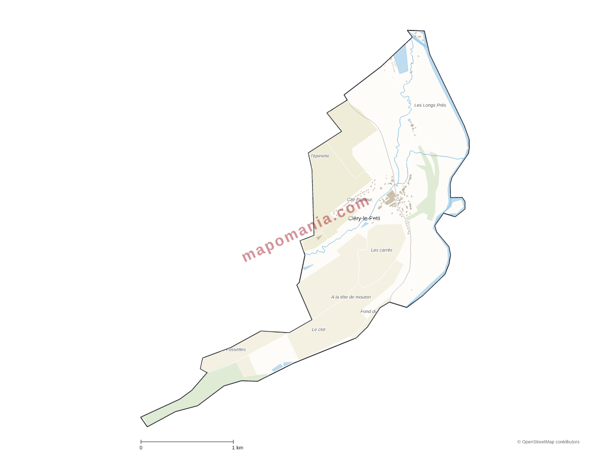 Carte de Cléry-le-Petit à personnaliser