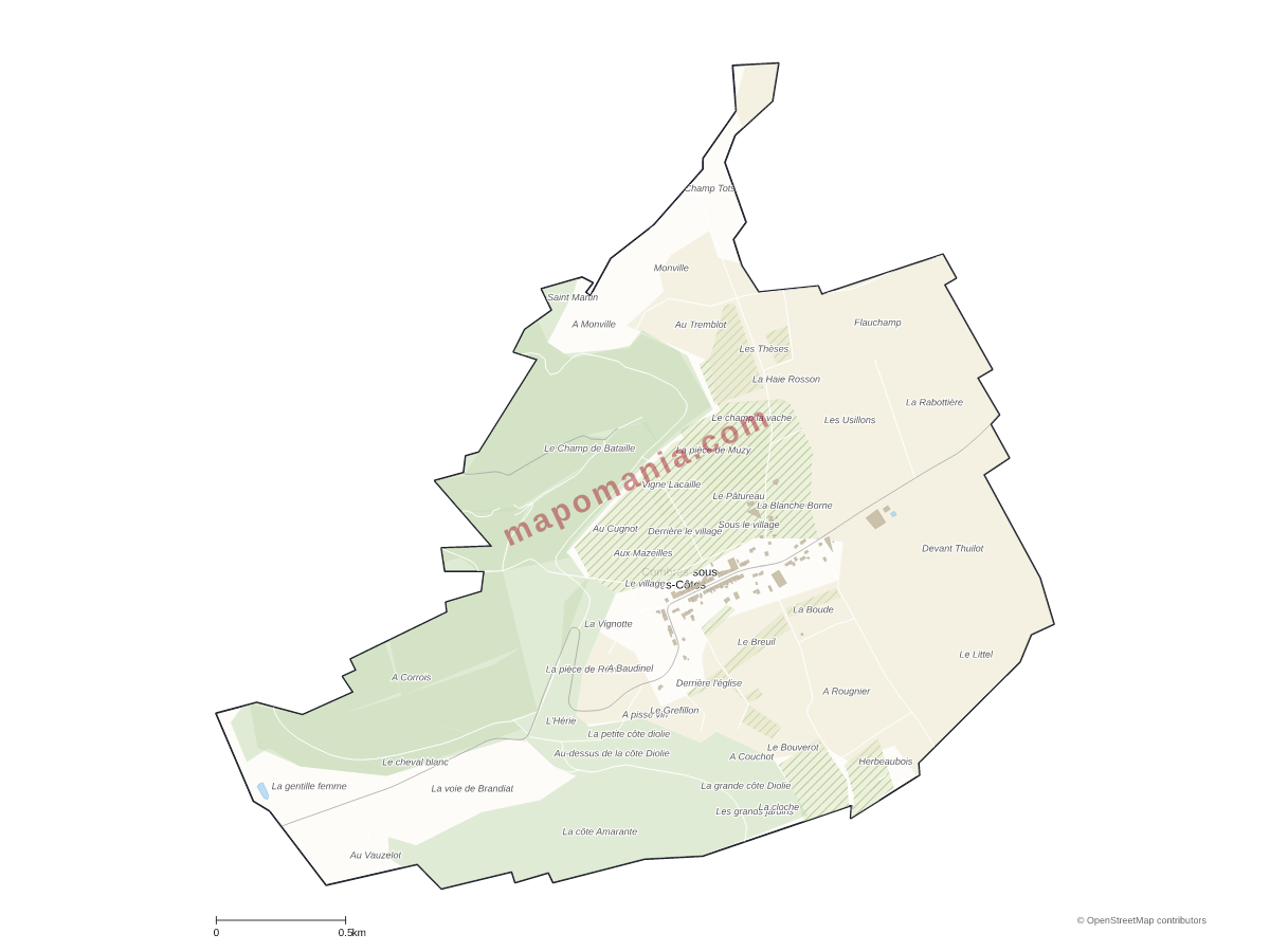 Carte de Combres-sous-les-Côtes à personnaliser