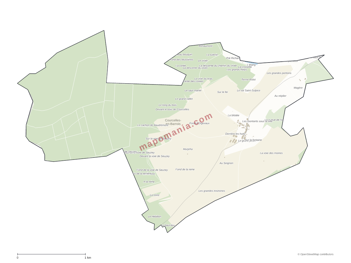 Carte de Courcelles-en-Barrois à personnaliser