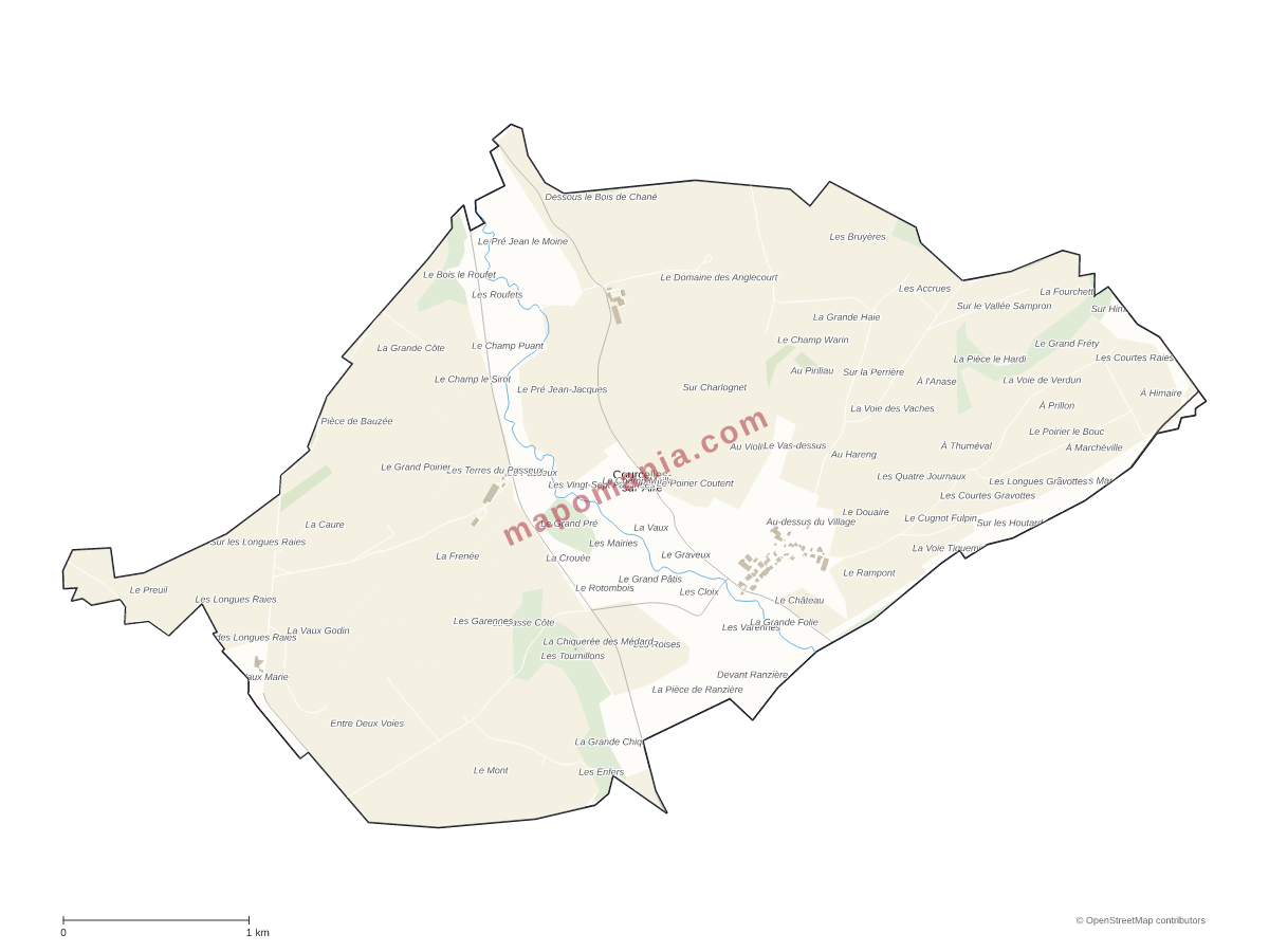 Carte de Courcelles-sur-Aire à personnaliser