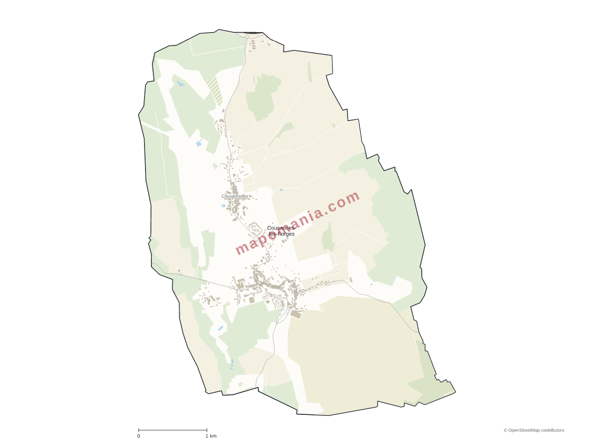 Carte de Cousances-les-Forges à personnaliser