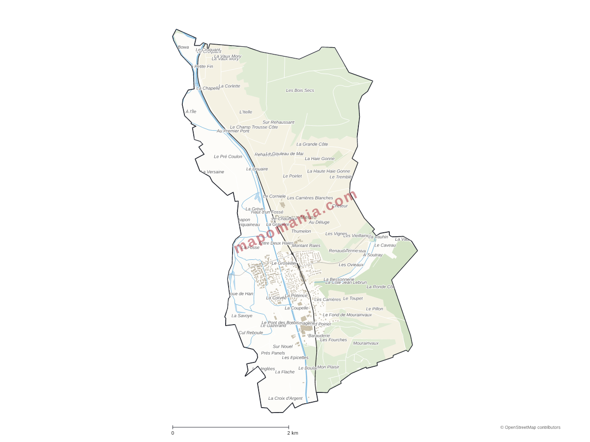 Carte de Dieue-sur-Meuse à personnaliser