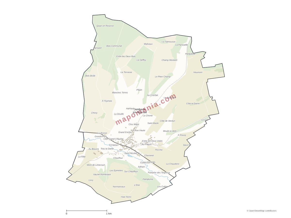 Carte de Dombasle-en-Argonne à personnaliser