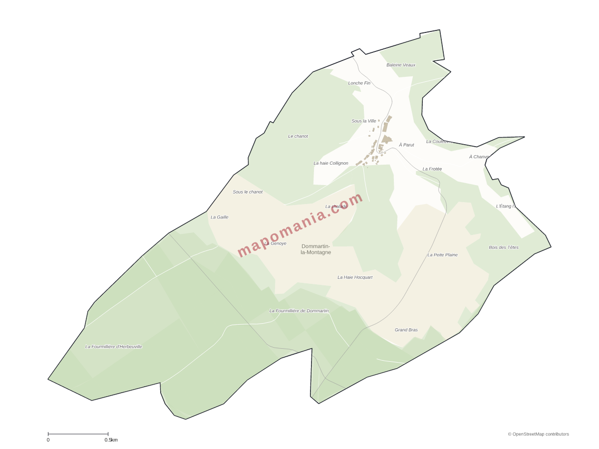 Carte de Dommartin-la-Montagne à personnaliser
