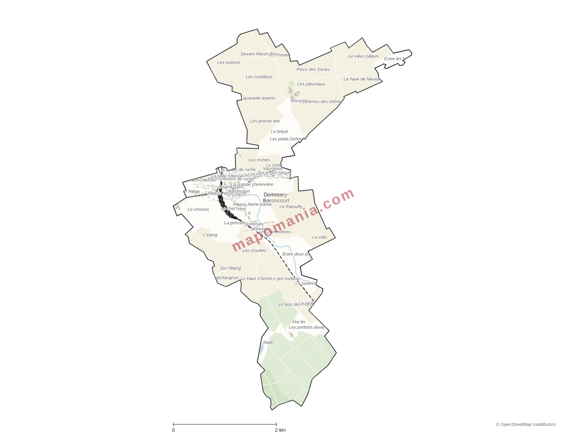 Carte de Dommary-Baroncourt à personnaliser