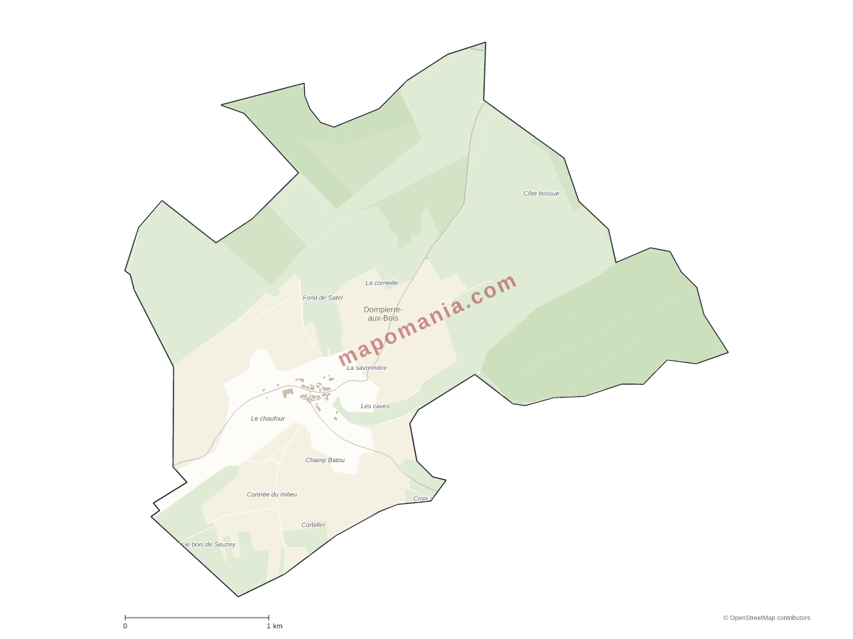 Carte de Dompierre-aux-Bois à personnaliser