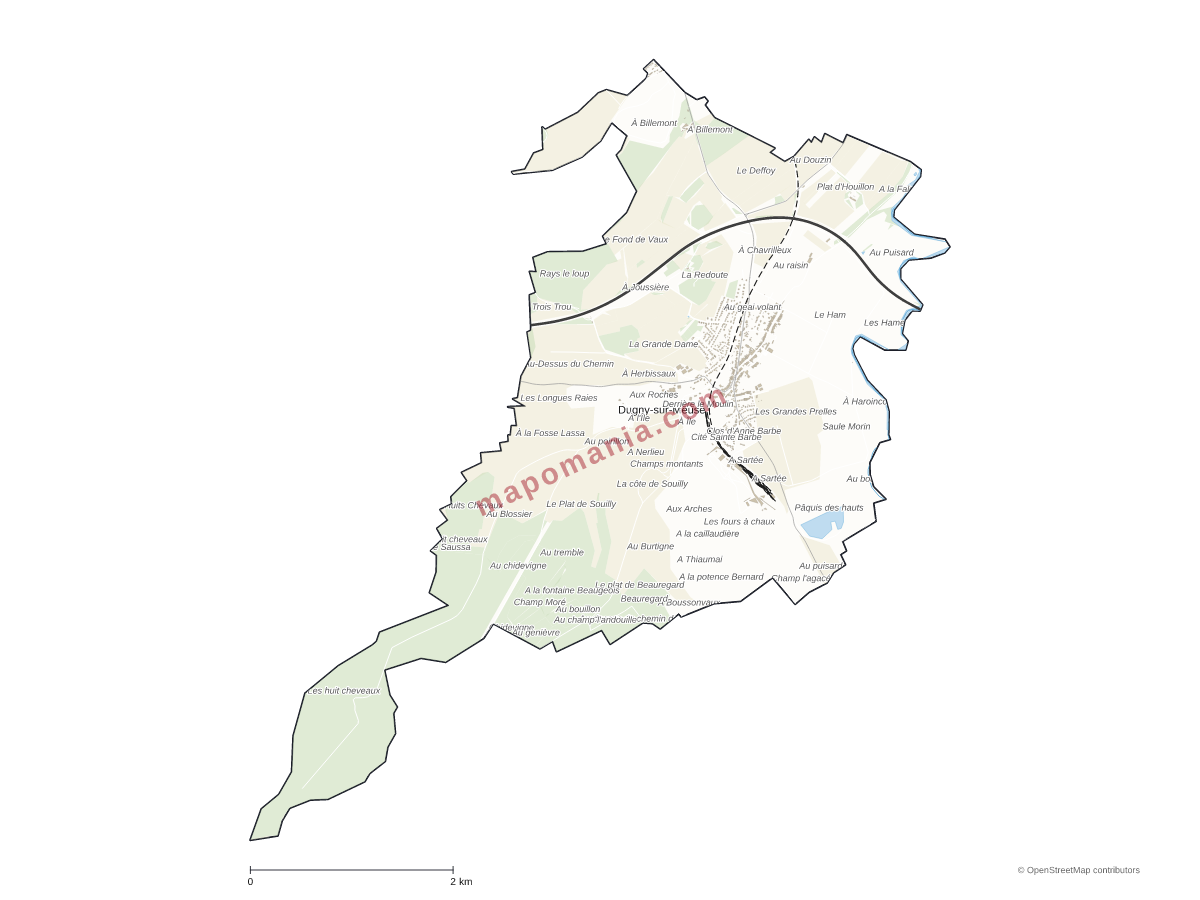 Carte de Dugny-sur-Meuse à personnaliser