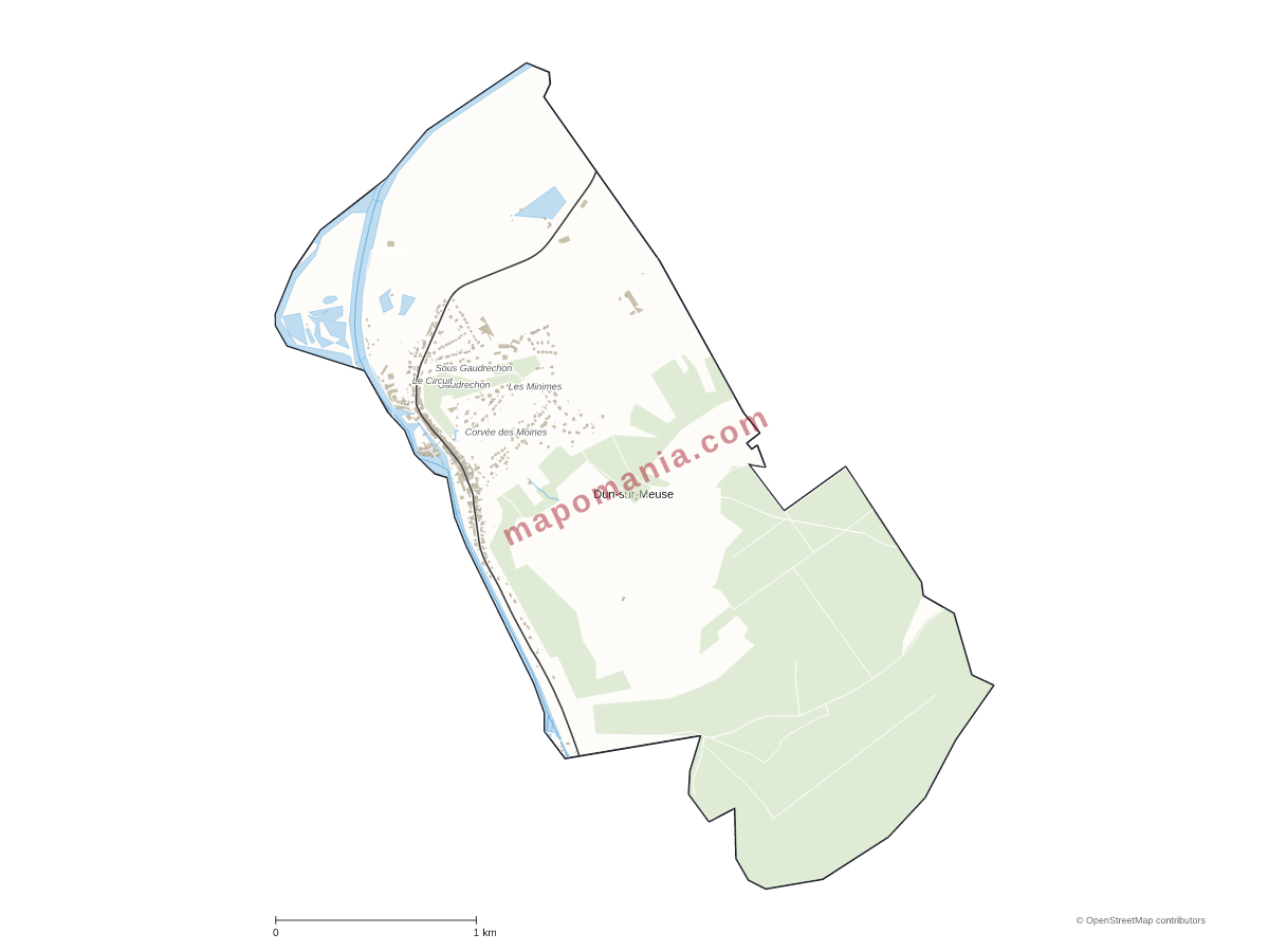 Carte de Dun-sur-Meuse à personnaliser