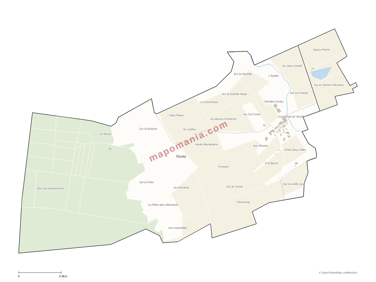 Carte de Duzey à personnaliser