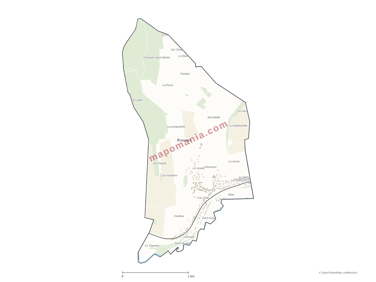Carte de Écouviez à personnaliser