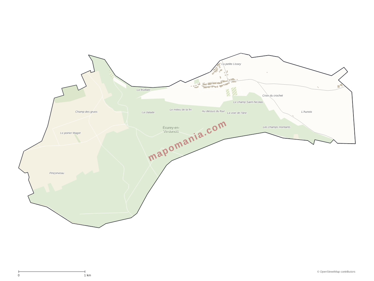 Carte de Écurey-en-Verdunois à personnaliser