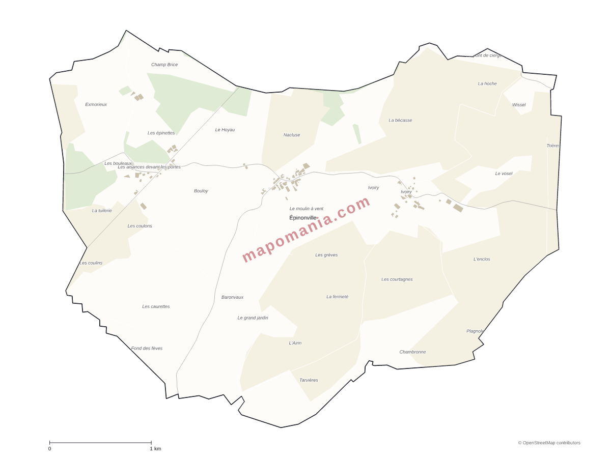 Carte de Épinonville à personnaliser