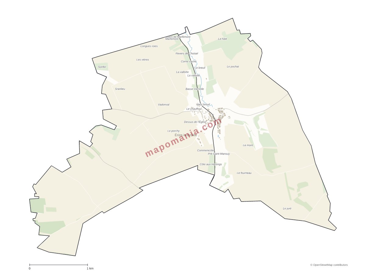 Carte de Érize-la-Brûlée à personnaliser