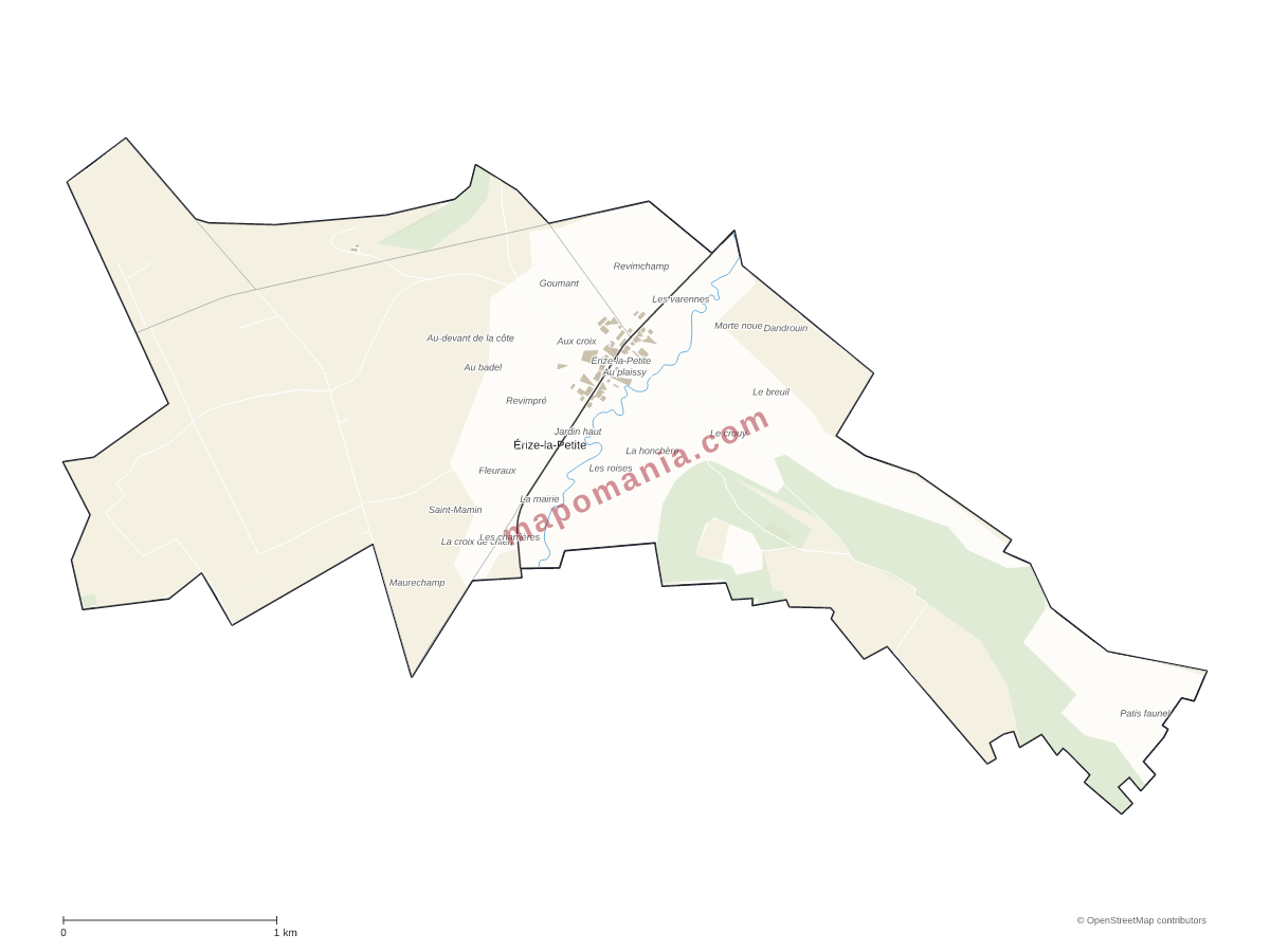 Carte de Érize-la-Petite à personnaliser
