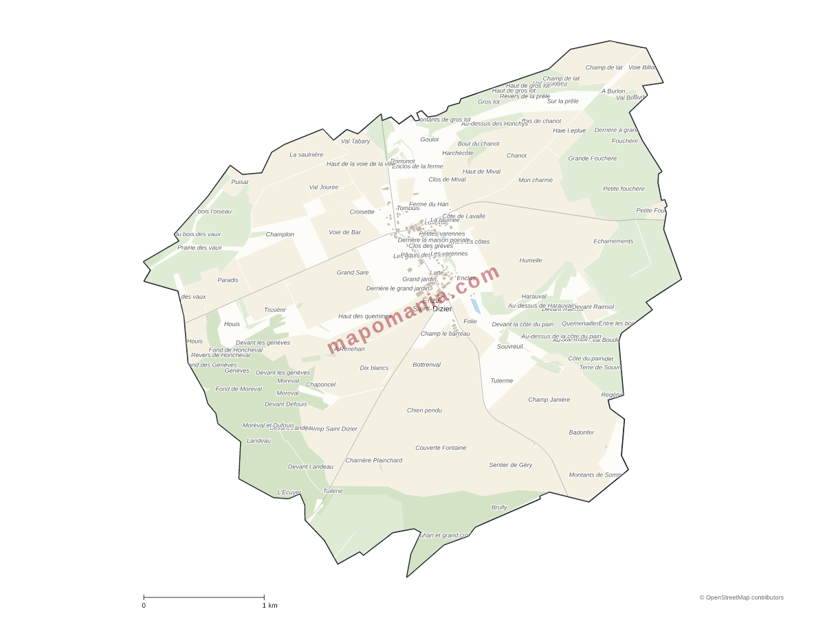 Carte de Érize-Saint-Dizier à personnaliser