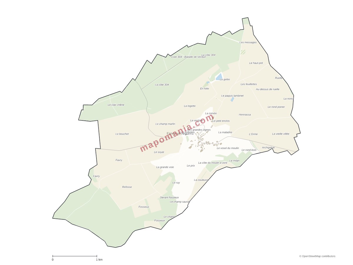 Carte de Esnes-en-Argonne à personnaliser