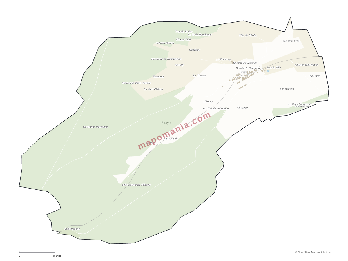 Carte de Étraye à personnaliser