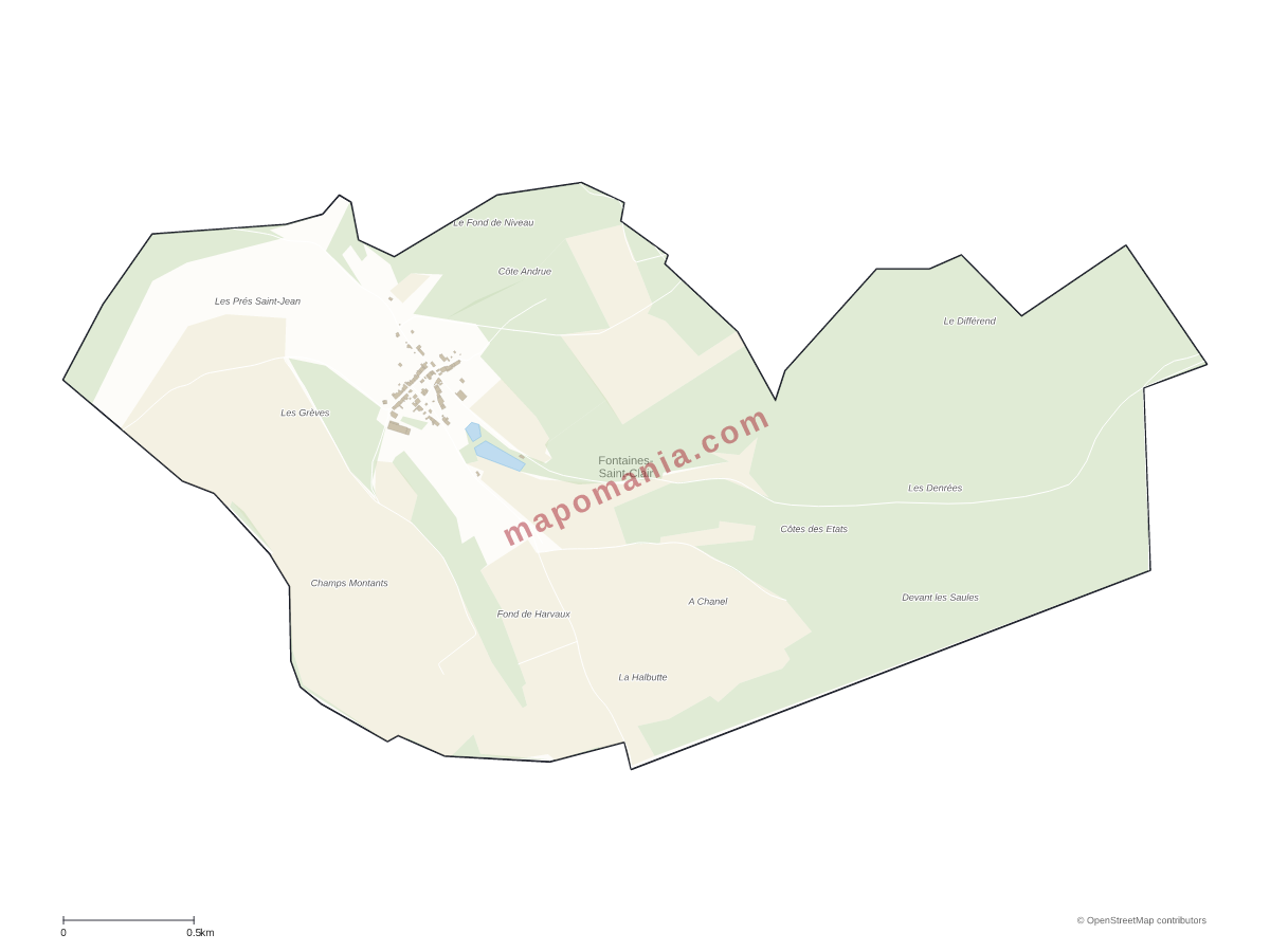 Carte de Fontaines-Saint-Clair à personnaliser