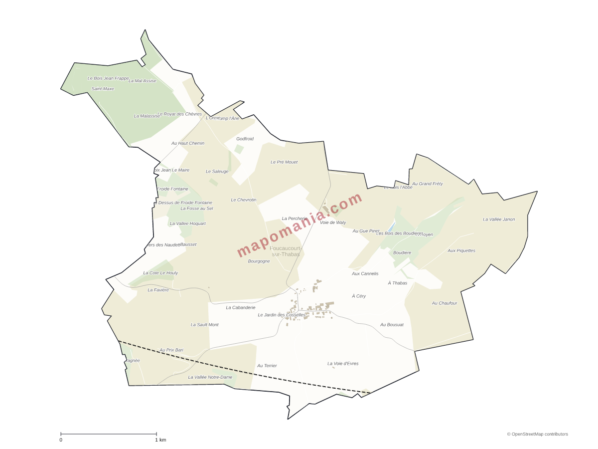 Carte de Foucaucourt-sur-Thabas à personnaliser