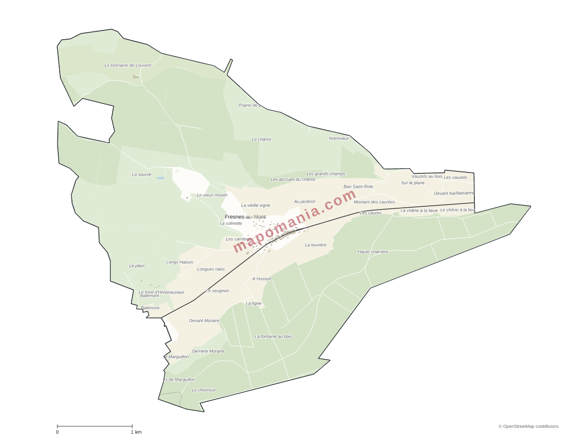 Carte de Fresnes-au-Mont à personnaliser