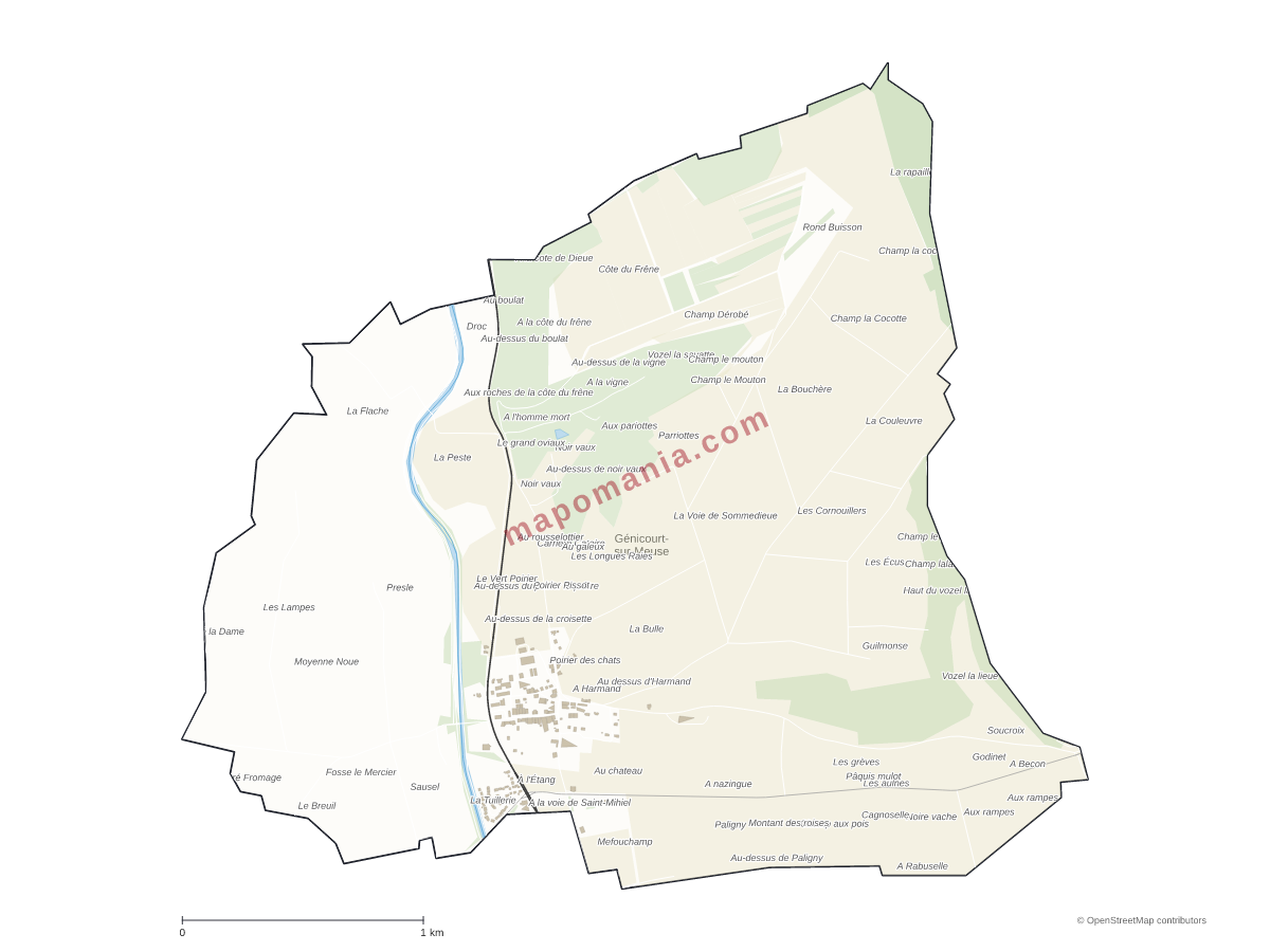 Carte de Génicourt-sur-Meuse à personnaliser