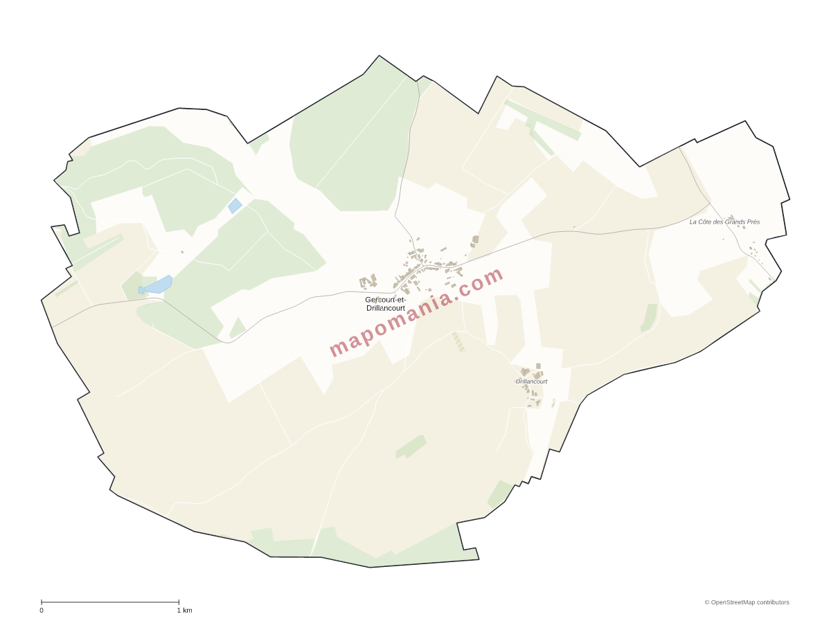 Carte de Gercourt-et-Drillancourt à personnaliser