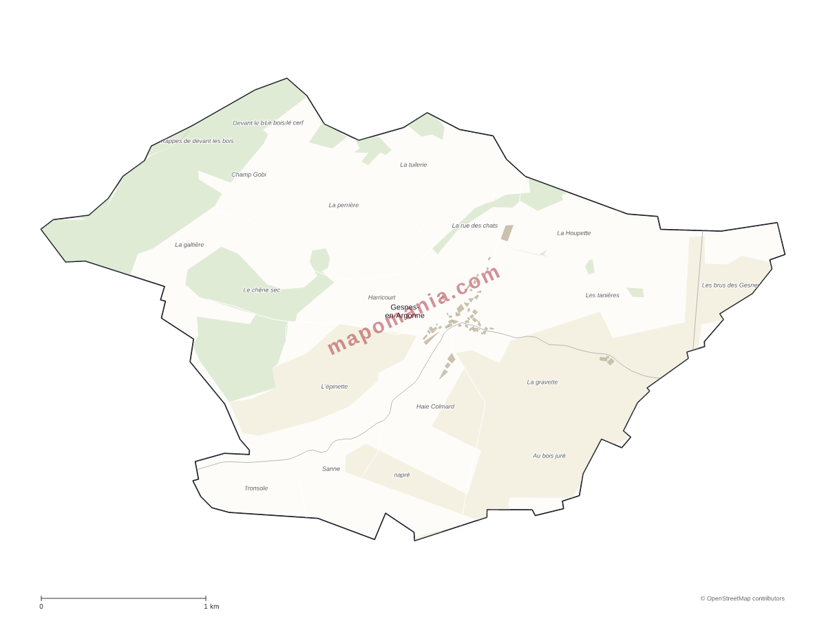 Carte de Gesnes-en-Argonne à personnaliser