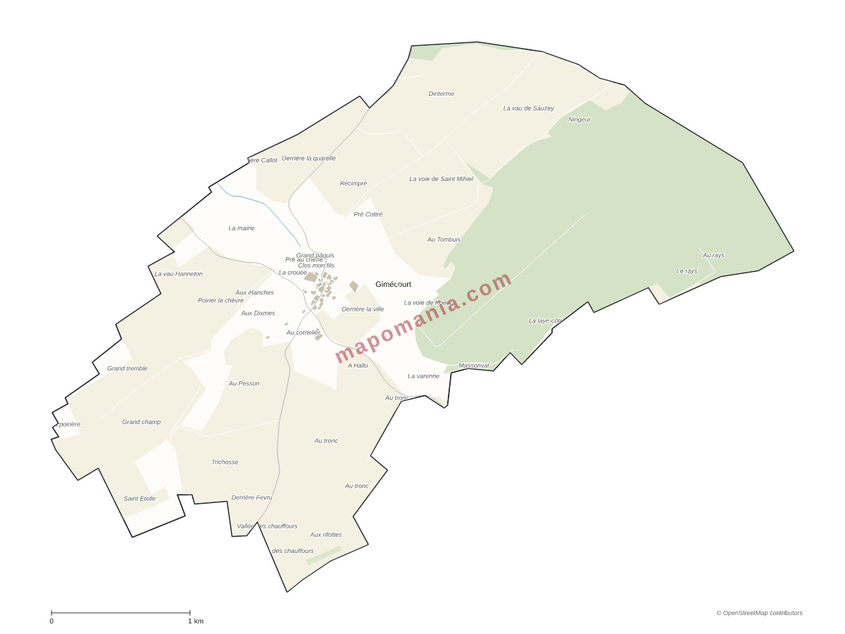 Carte de Gimécourt à personnaliser
