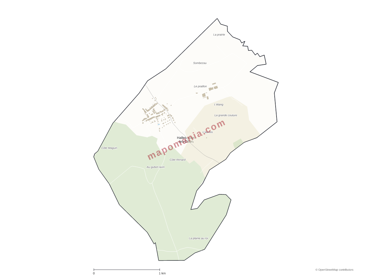 Carte de Halles-sous-les-Côtes à personnaliser