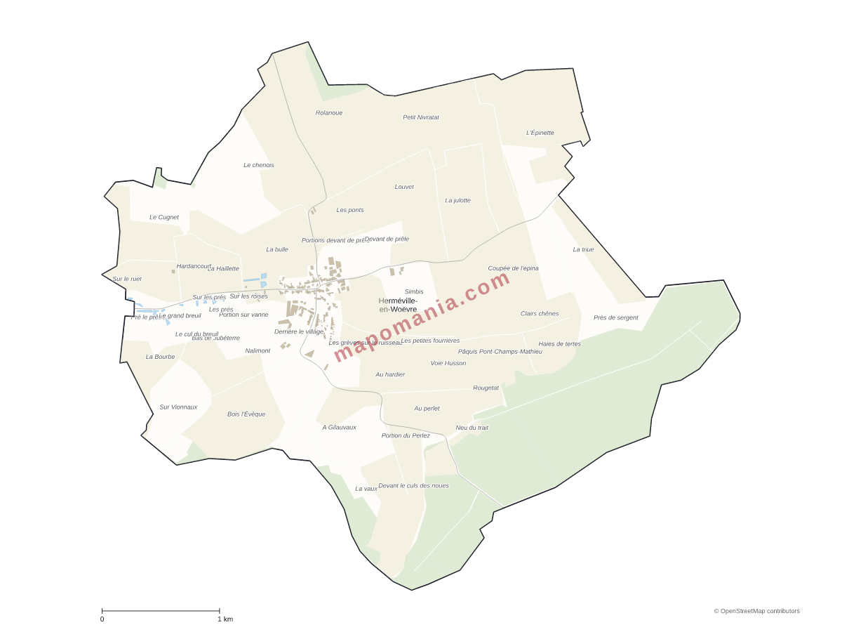 Carte de Herméville-en-Woëvre à personnaliser