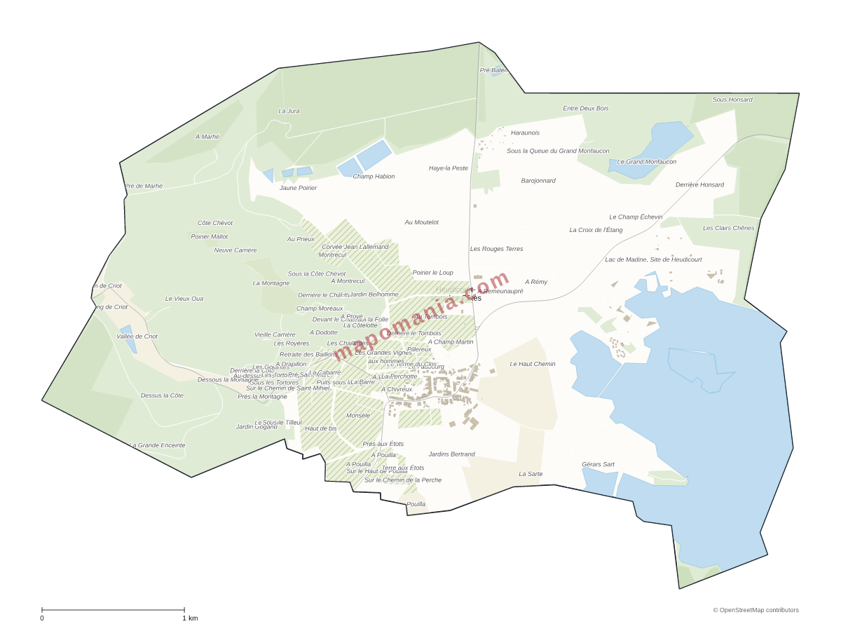Carte de Heudicourt-sous-les-Côtes à personnaliser