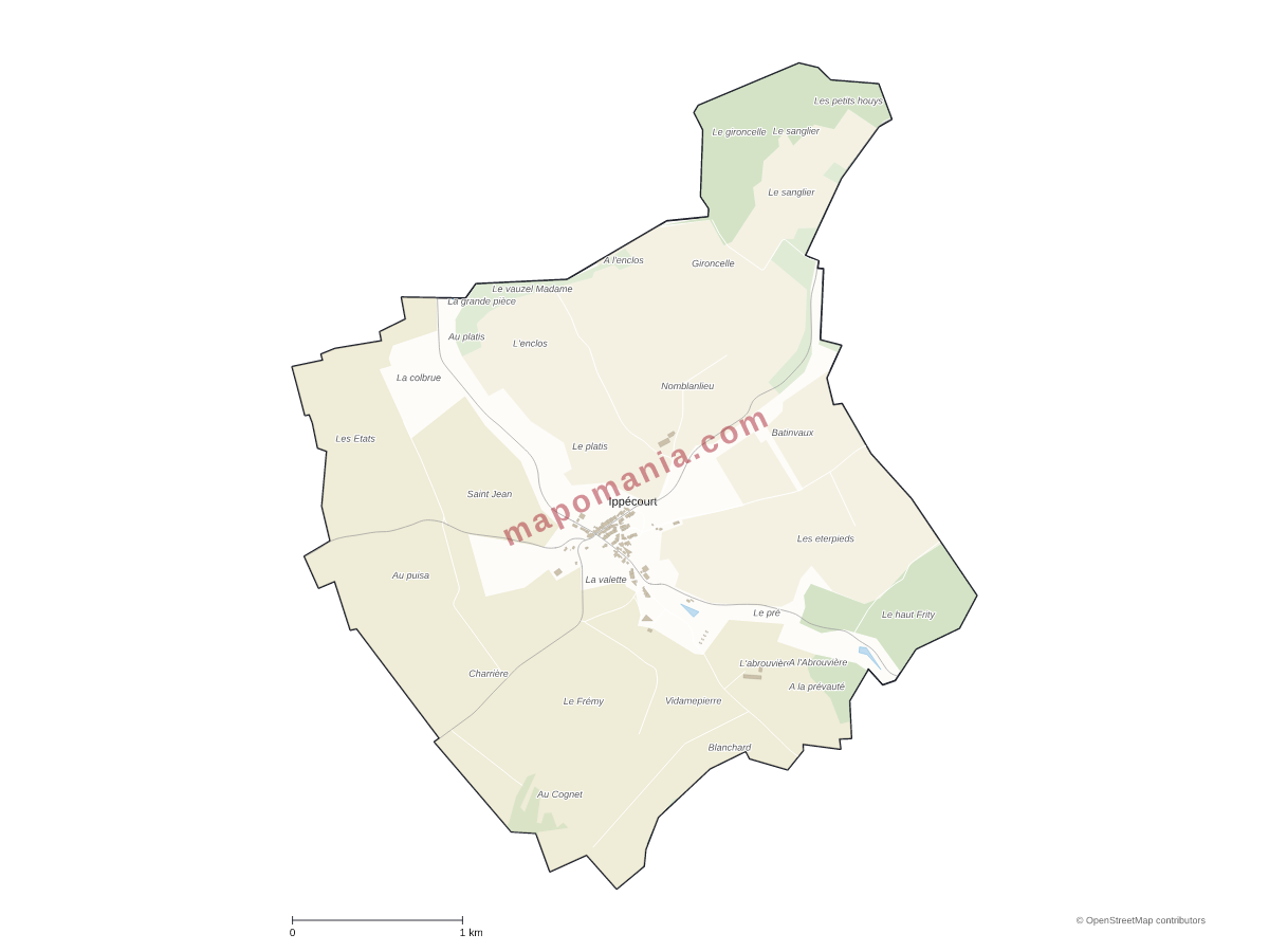 Carte de Ippécourt à personnaliser