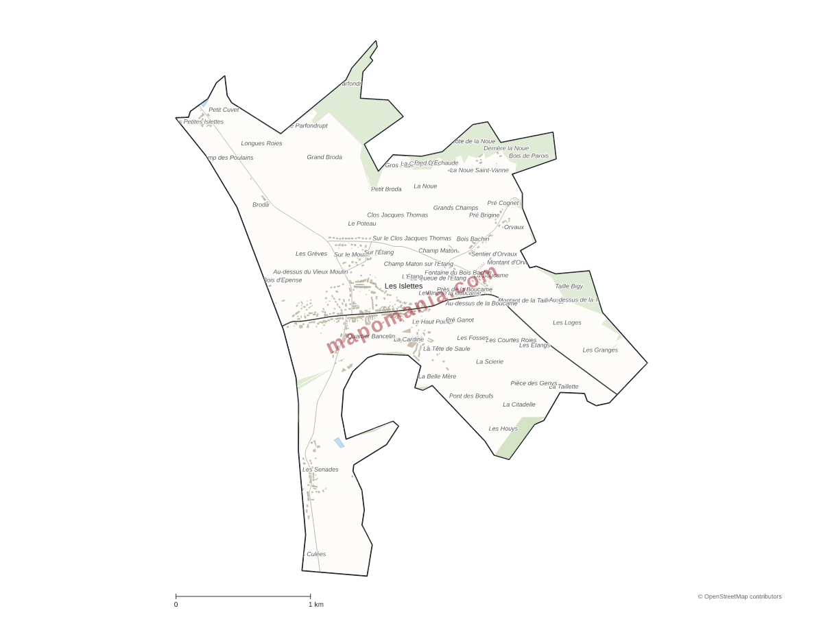 Carte de Les Islettes à personnaliser