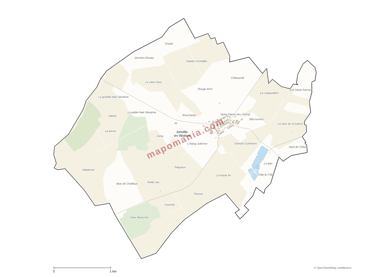 Carte de Jonville-en-Woëvre à personnaliser