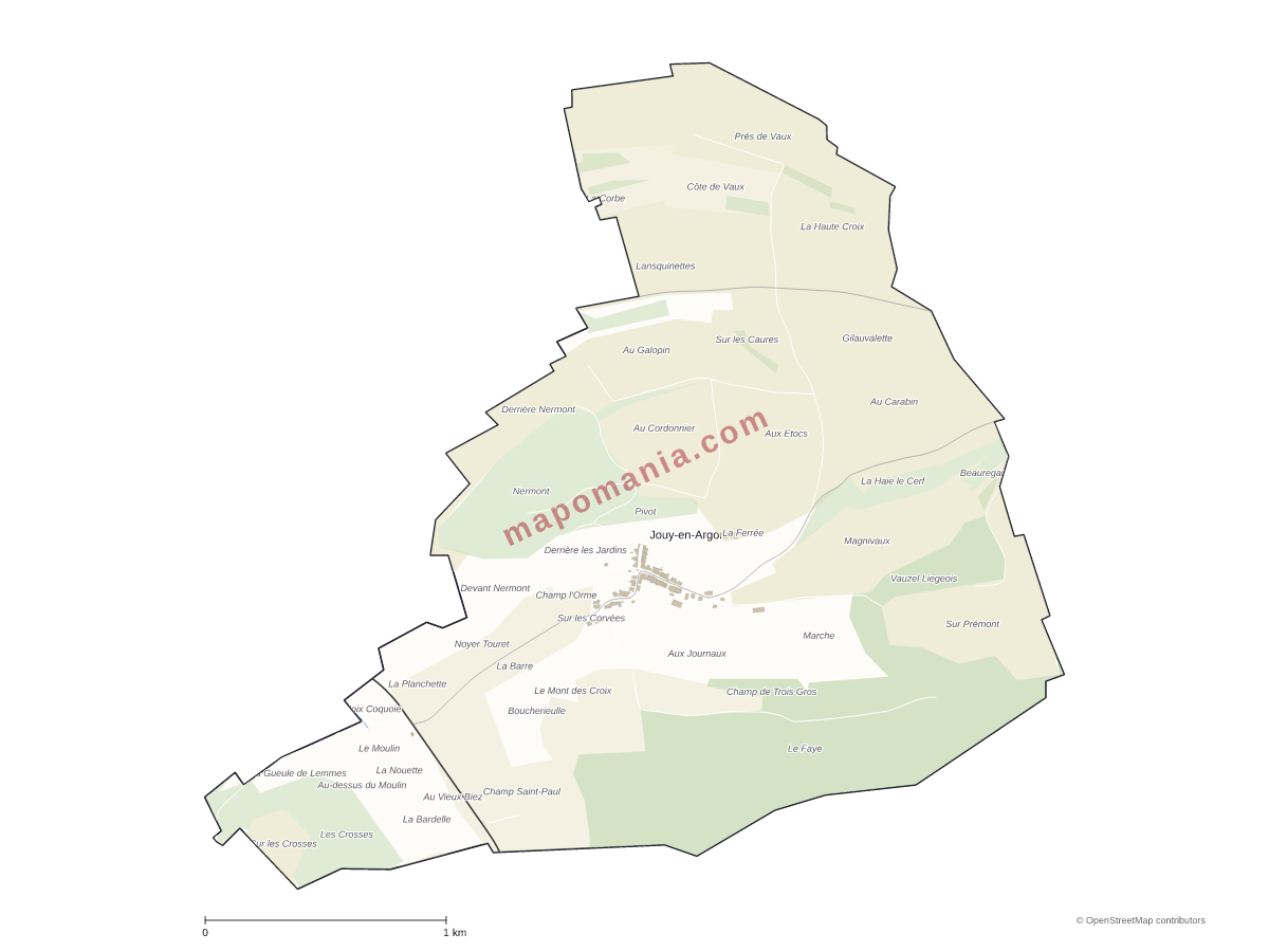 Carte de Jouy-en-Argonne à personnaliser