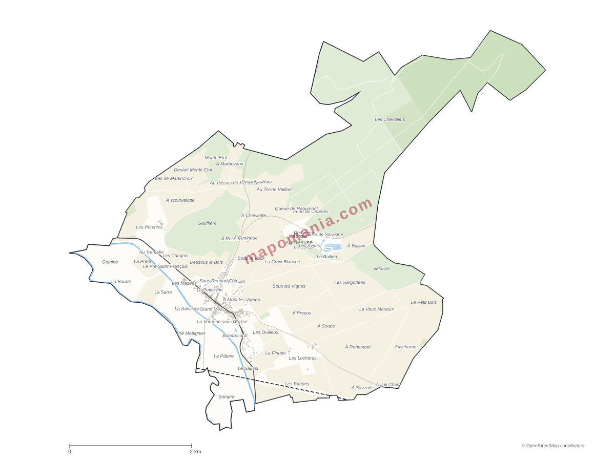 Carte de Lacroix-sur-Meuse à personnaliser