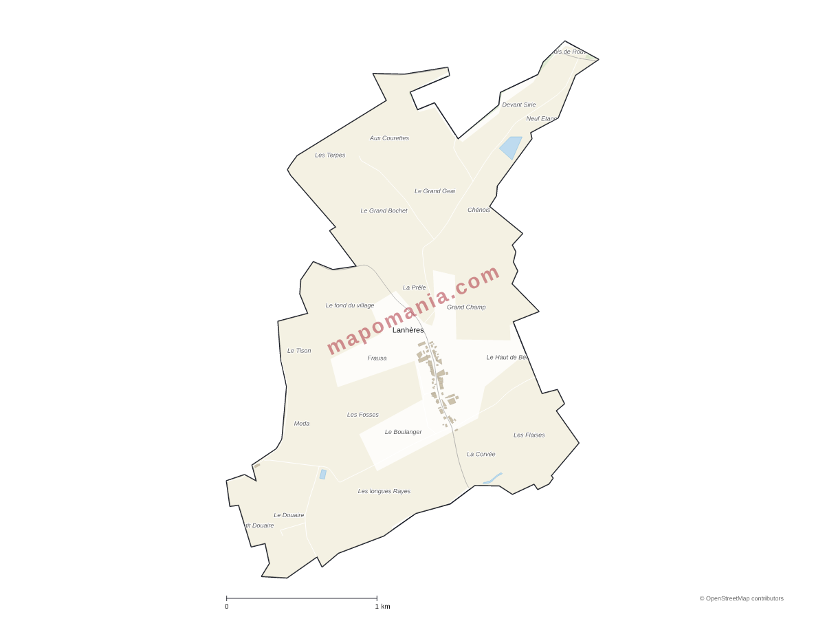 Carte de Lanhères à personnaliser