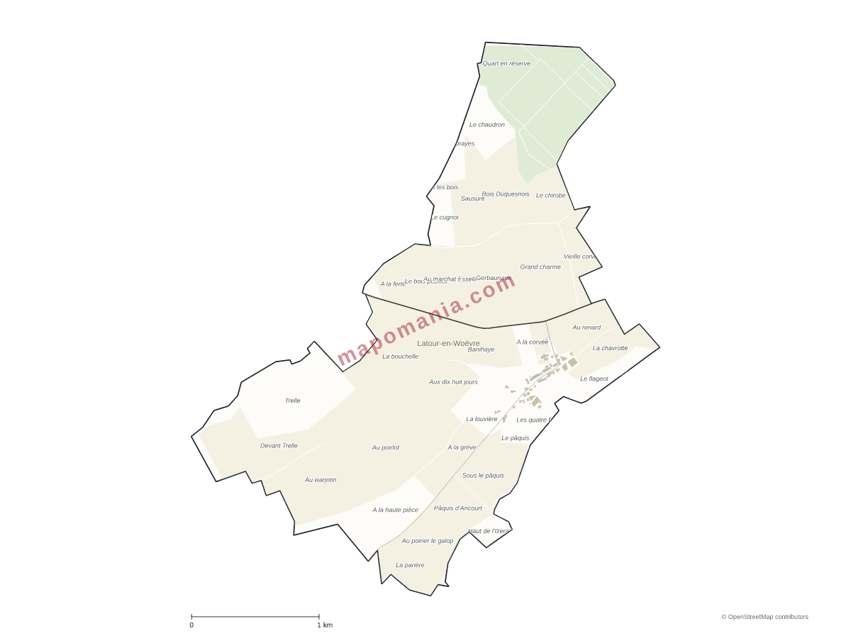 Carte de Latour-en-Woëvre à personnaliser