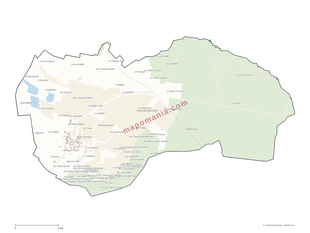Carte de Lion-devant-Dun à personnaliser
