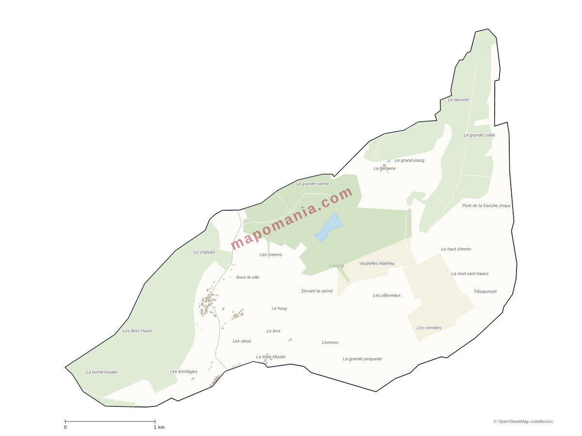 Carte de Lissey à personnaliser