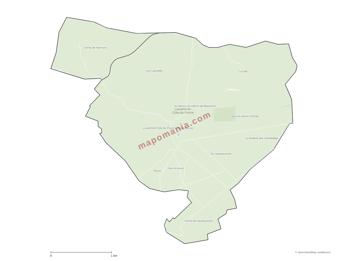 Carte de Louvemont-Côte-du-Poivre à personnaliser