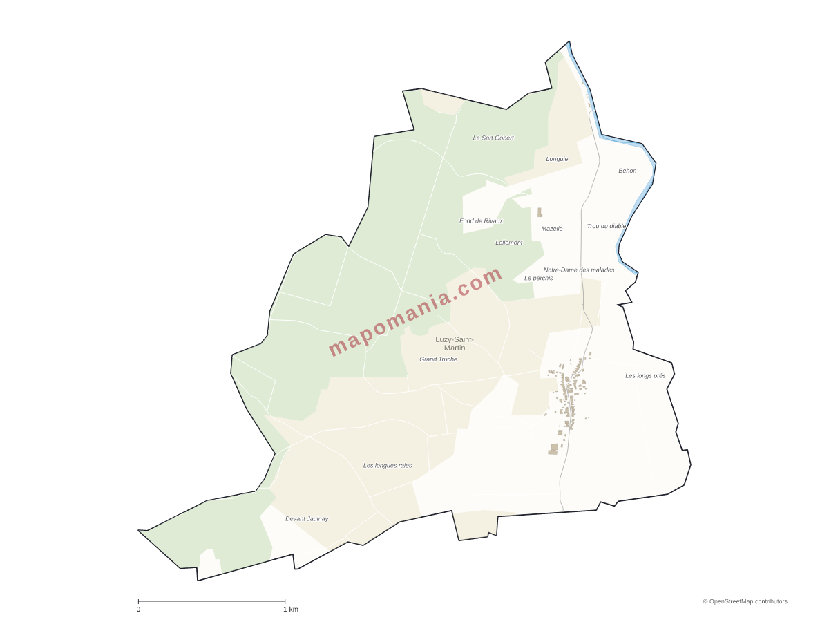 Carte de Luzy-Saint-Martin à personnaliser